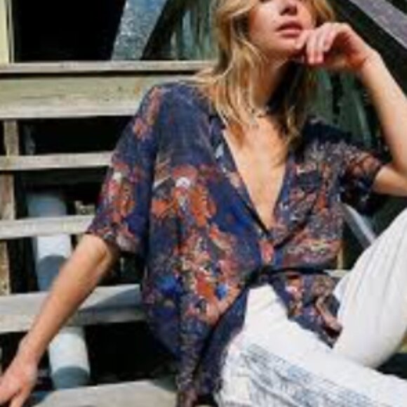 Free People We the Free Share Good Vibes Button-Down Shirt - Women's XS - Picture 3 of 6